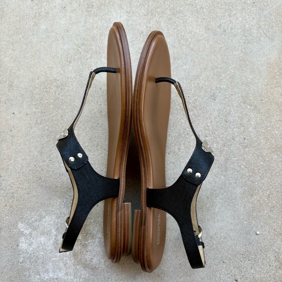 Michael Michael Kors MK Plate Women Size 9.5 Black Slingback Thong Sandals - Picture 3 of 6